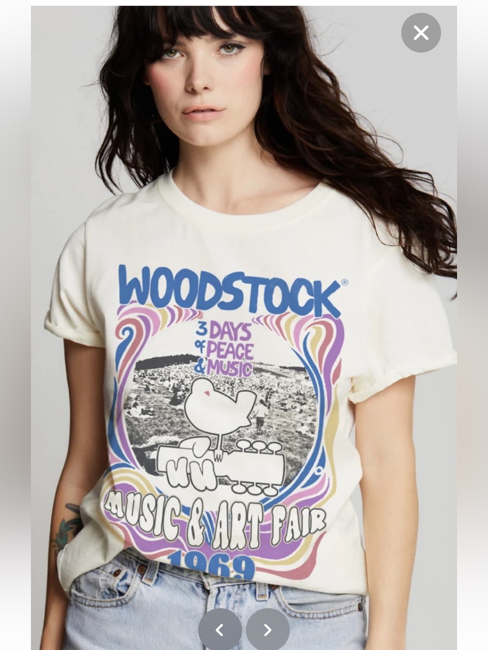 Recycled Karma Woodstock 1969 Graphic Tee in Taupe Small